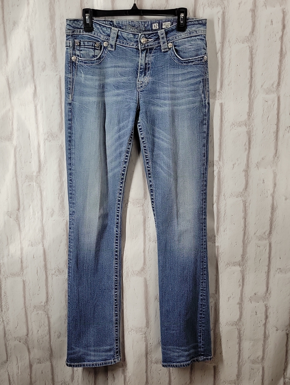 Miss Me Women's Straight Leg Jeans - Light Blue Wash